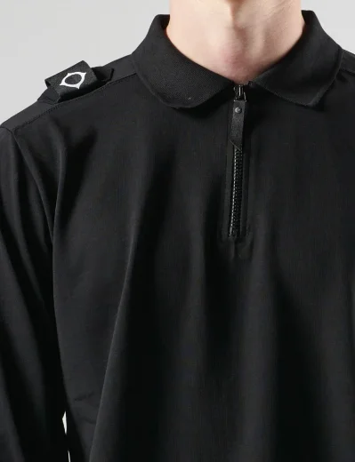 MA.STRUM LS Zip Neck Polo | Black