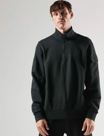 Ma.Strum Quarter Zip Logo Sweater | Black