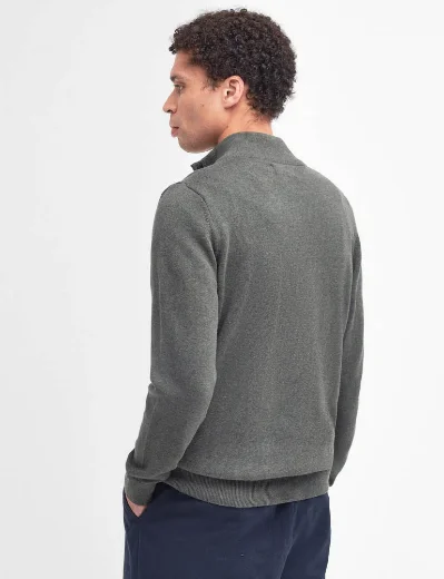 Barbour Cotton Half Zip Knitted Sweater | Olive