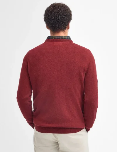 Barbour Essential Lambswool Crew Neck Jumper | Ruby