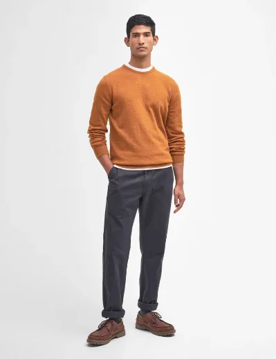 Barbour Essential Lambswool Crew Neck Jumper | Dark Copper