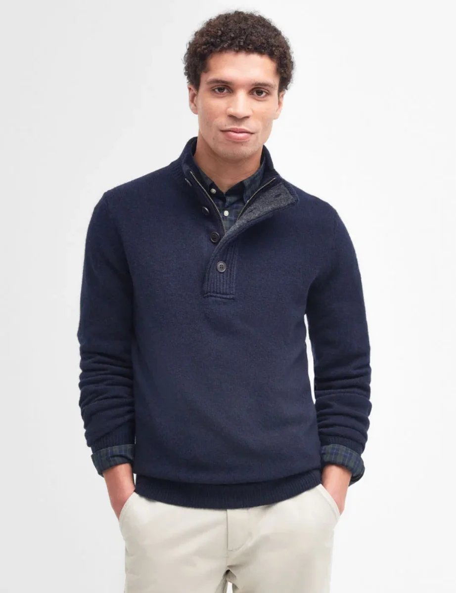 Barbour Essential Patch Half Zip Knitted Jumper | Navy