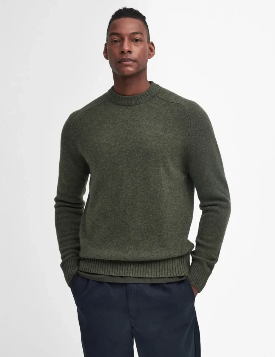 Barbour sweater olive on sale