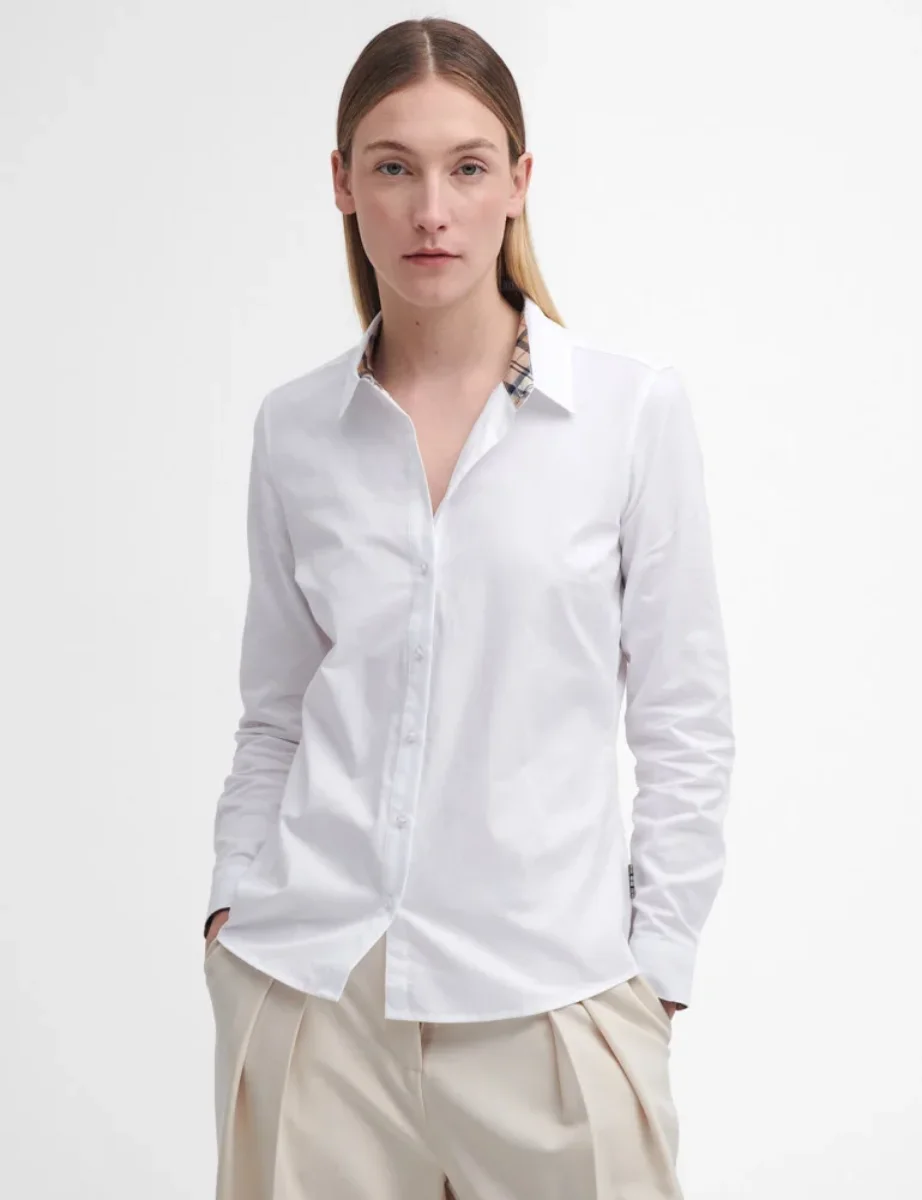 Barbour Womens Derwent Shirt | White/Hessian Tartan