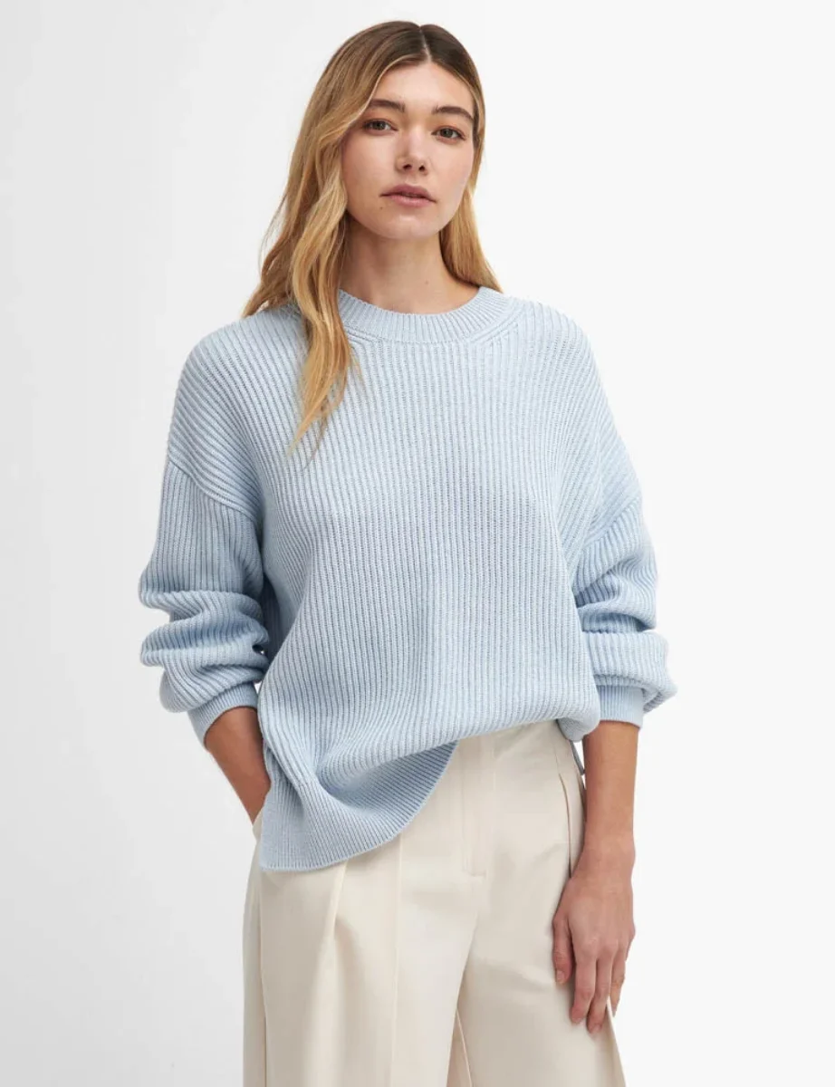 Cockney Rebel Fashions. Barbour Women s Rib Stitch Knitted Jumper Pearl Blue