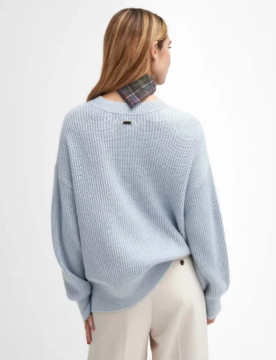 Barbour Women's Rib-Stitch Knitted Jumper | Pearl Blue