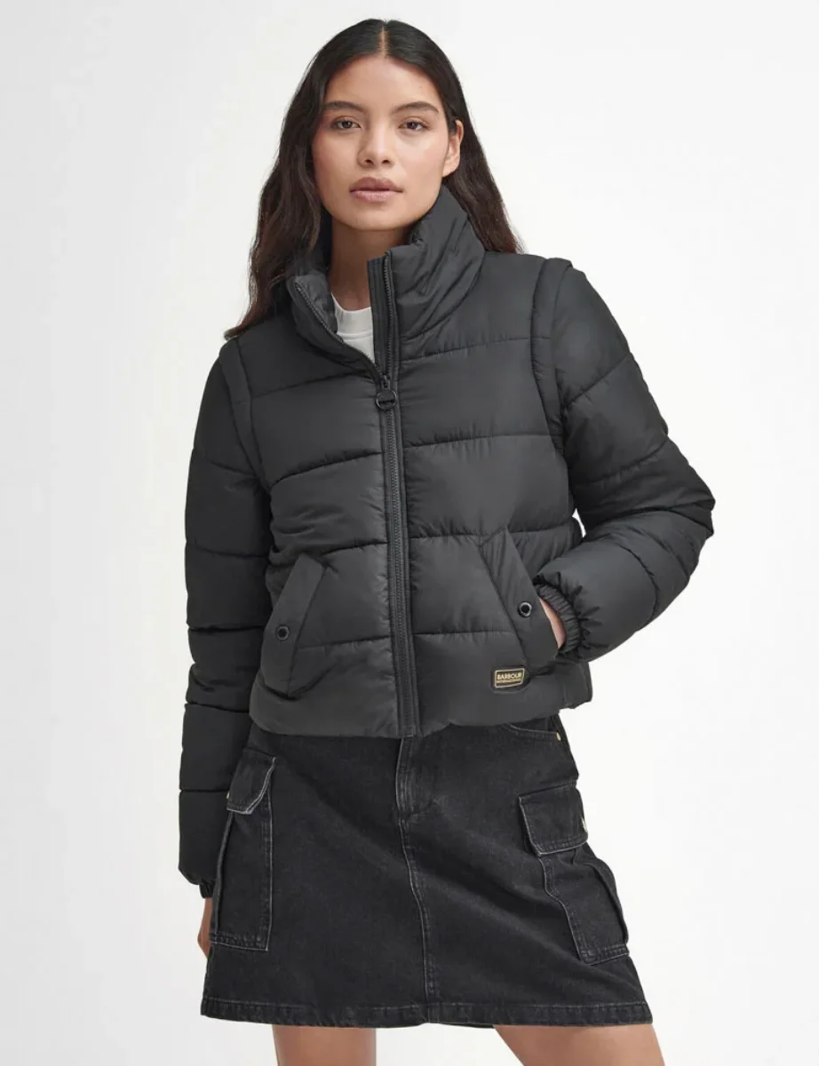 Barbour Intl Womens Webber Convertible Puffer Jacket | Black