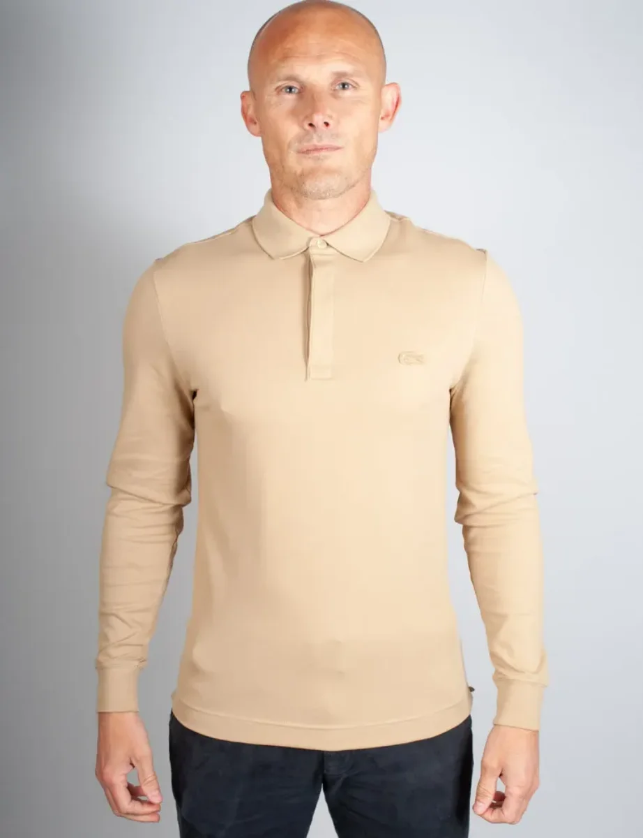 Lacoste Men s Long Sleeve Paris Polo Shirt Beige