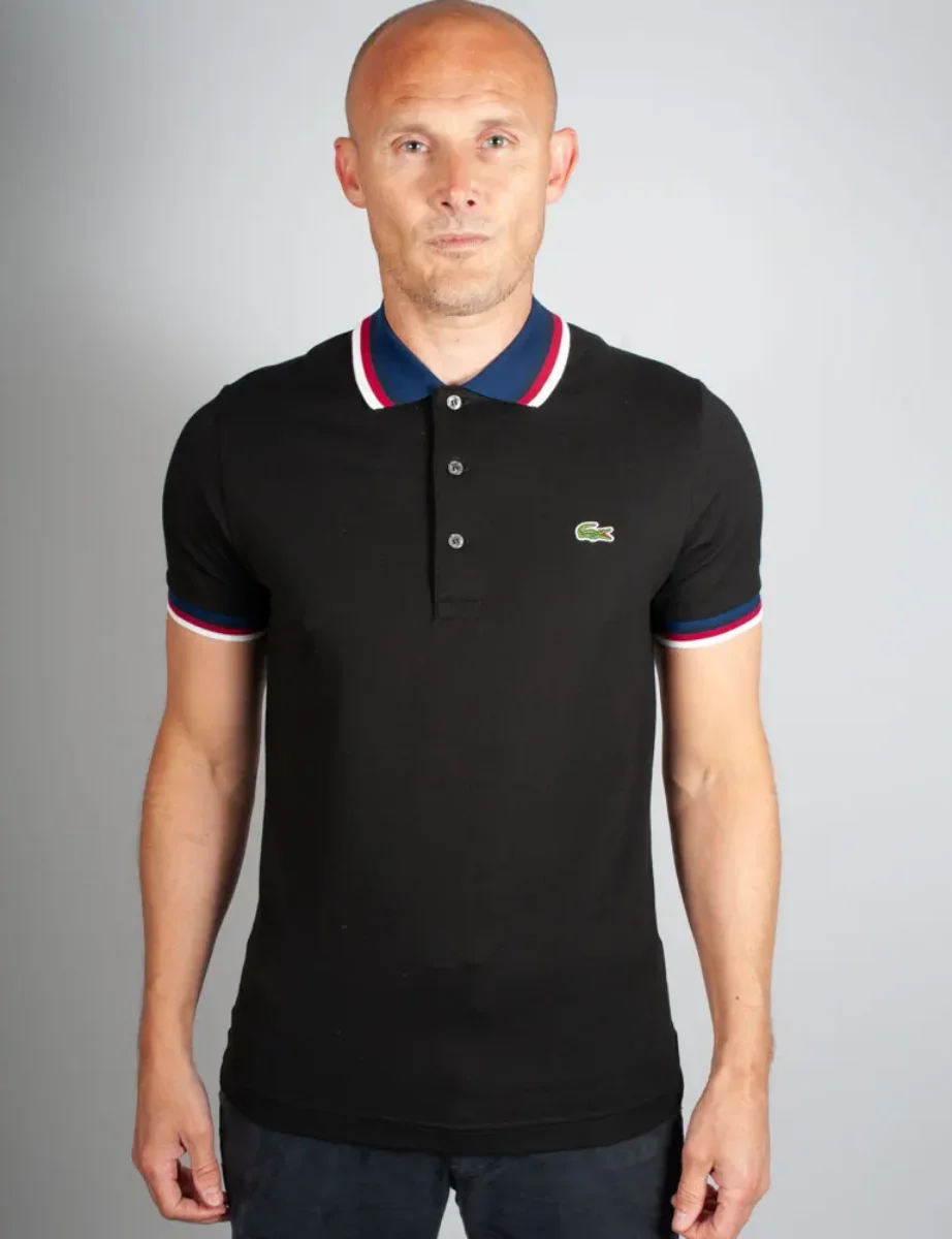 Lacoste Contrast Collar Polo Shirt | Black