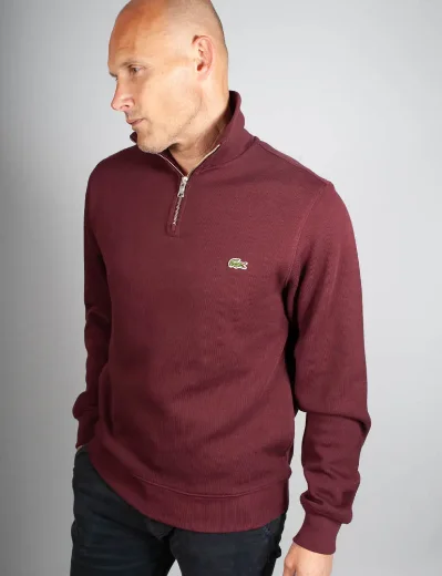 Lacoste Zip Funnel Neck Cotton Sweater | Espresso