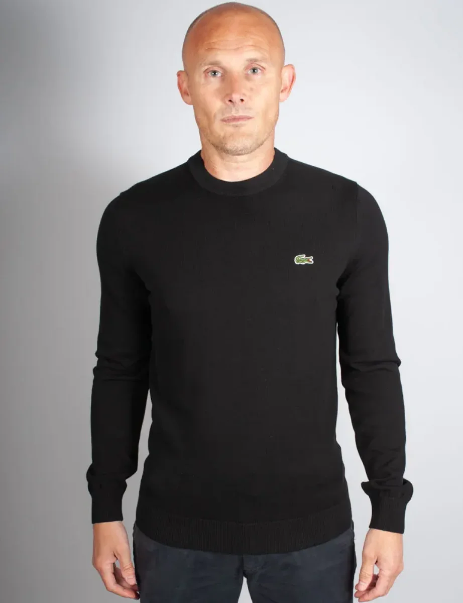 Lacoste Men's Organic Cotton Crew Neck Sweater | Black