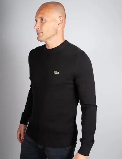 Lacoste Men's Organic Cotton Crew Neck Sweater | Black