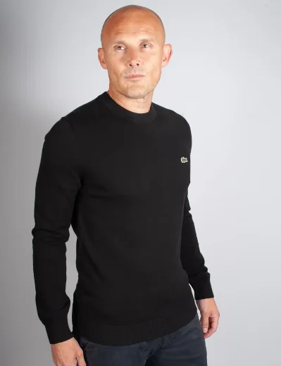 Lacoste Men's Organic Cotton Crew Neck Sweater | Black