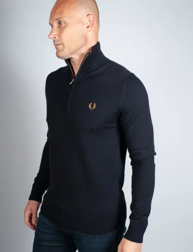 Fred Perry Classic Half Zip Jumper | Navy