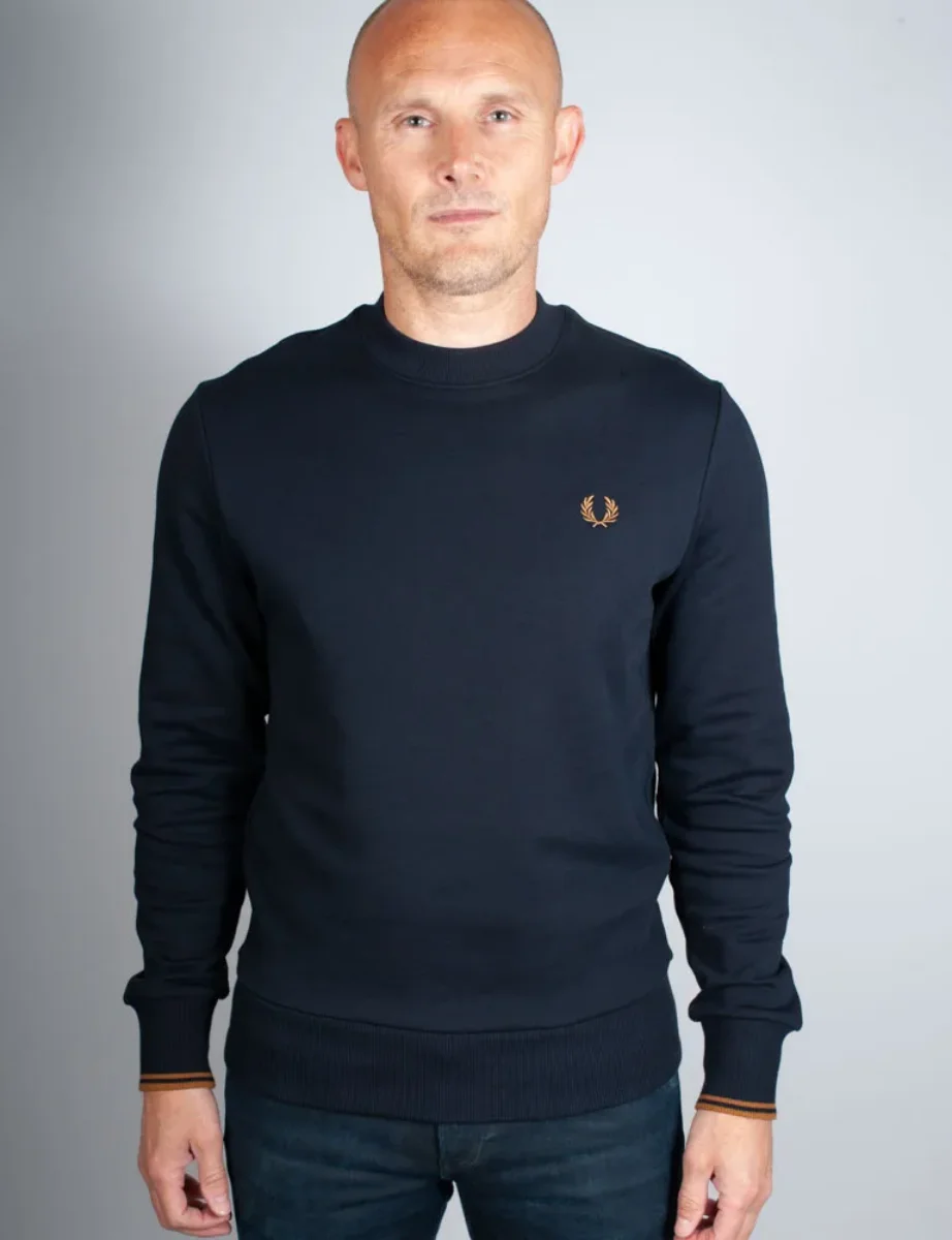 Fred Perry Crew Neck Sweatshirt | Navy / Caramel