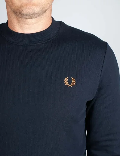 Fred Perry Crew Neck Sweatshirt | Navy / Caramel