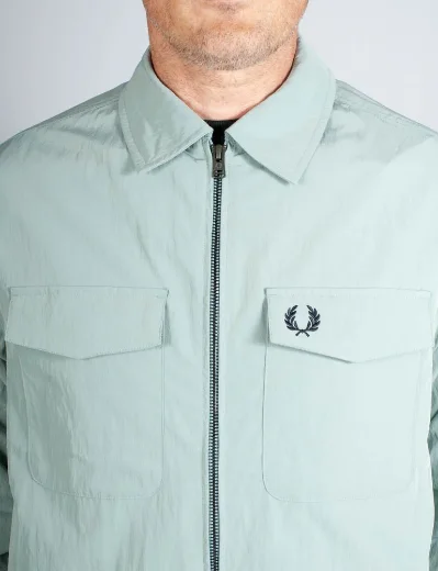 Fred Perry Textured Zip-Through Overshirt | Silver Blue