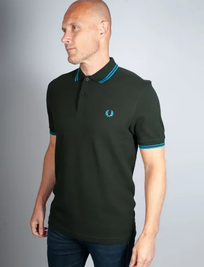 Fred Perry Twin Tipped Polo Shirt | Night Green / Ocean