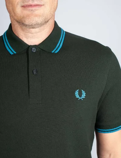 Fred Perry Twin Tipped Polo Shirt | Night Green / Ocean