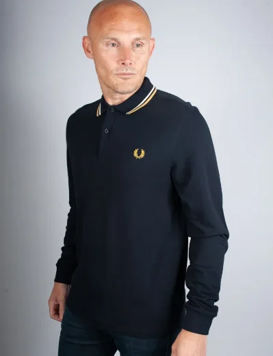 Fred Perry Long Sleeve Twin Tipped Polo | Navy