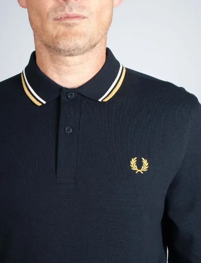 Fred Perry Long Sleeve Twin Tipped Polo | Navy