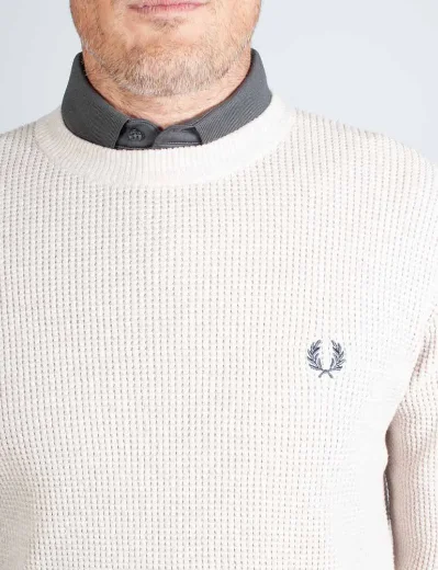 Fred Perry Waffle Stitch Knitted Jumper | Porridge Marl