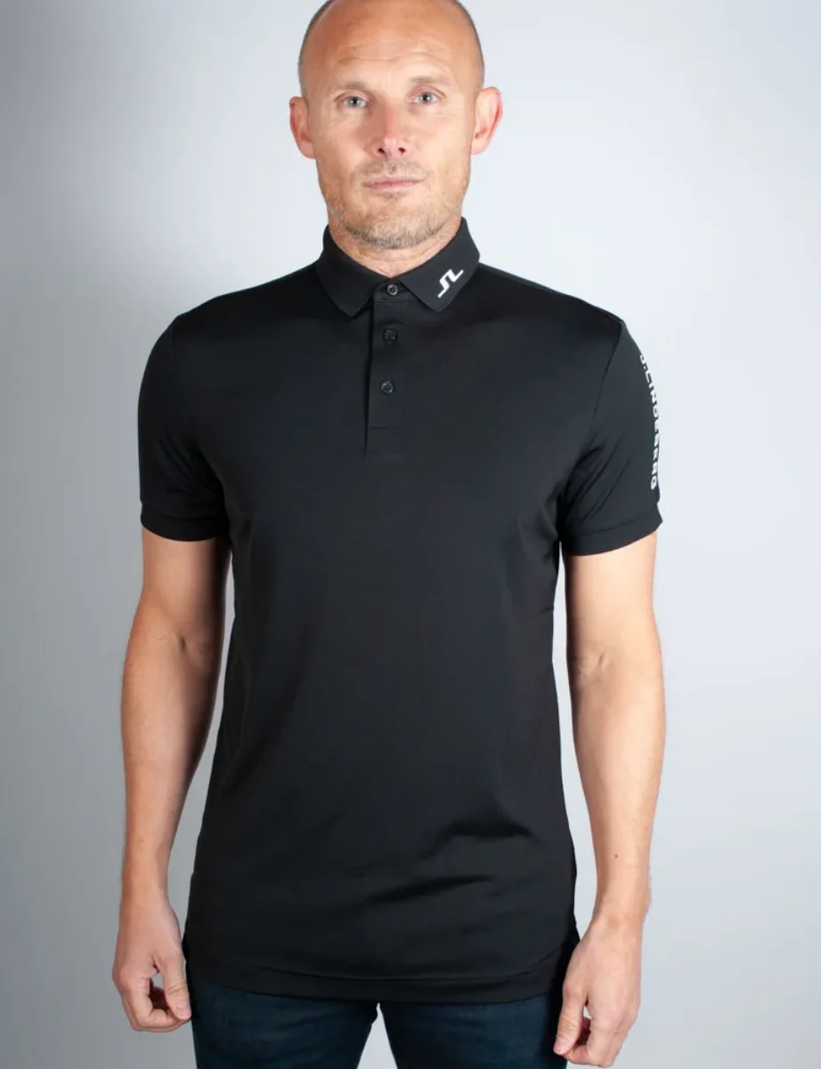 J Lindeberg Tour Tech Regular Fit Golf Polo | Black