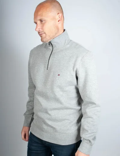 Tommy Hilfiger Essential Fleece Quarter Zip | Medium Grey Heather