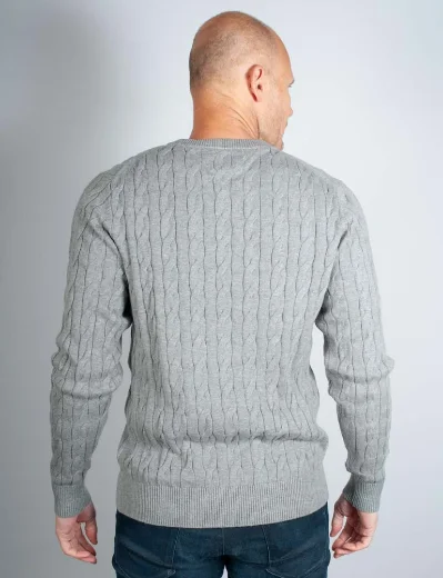 Tommy Hilfiger Classic Cable Crew Neck Jumper | Mid Grey Marl