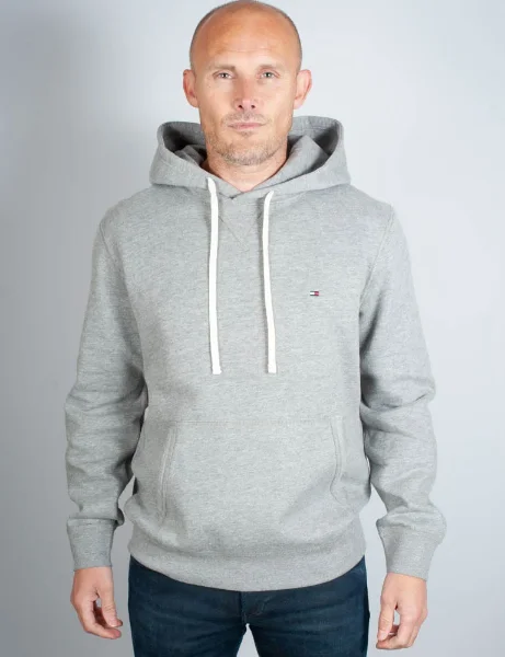 Tommy Hilfiger Drawstring Fleece Hoody | Medium Grey Heather Tommy Hilfiger Drawstring Fleece Hoody | Medium Grey Heather
