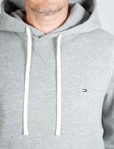 Tommy Hilfiger Drawstring Fleece Hoody | Medium Grey Heather