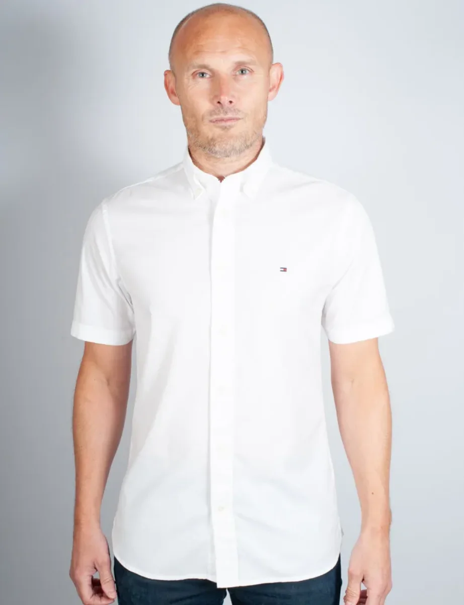 Tommy Hilfiger Flex Poplin Short Sleeve Shirt | White