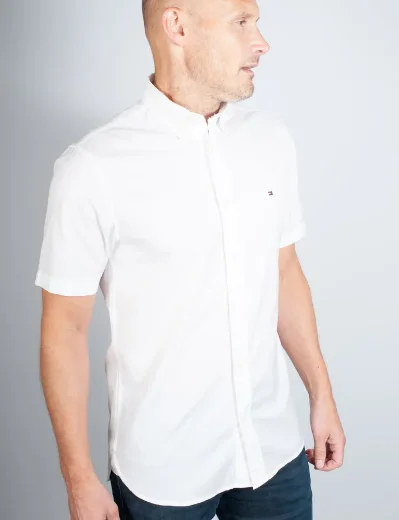 Tommy Hilfiger Flex Poplin Short Sleeve Shirt | White