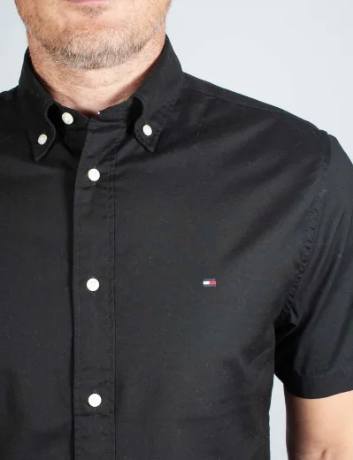 Tommy Hilfiger Flex Poplin Short Sleeve Shirt | Black