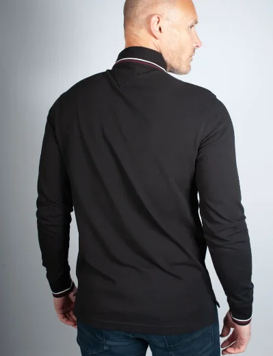 Tommy Hilfiger Tipped Long Sleeve Slim Polo Shirt | Black