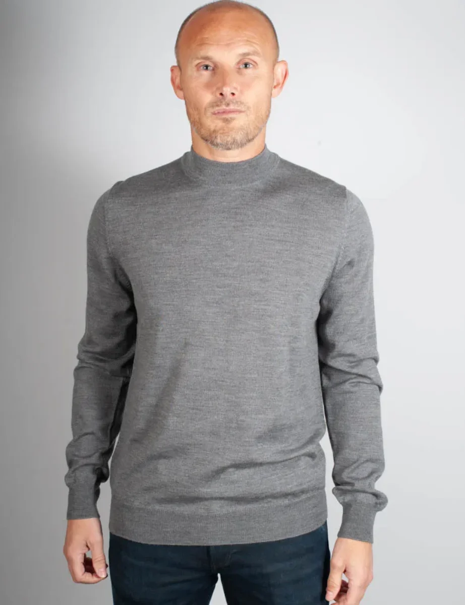 J.Lindeberg Korman Merino Turtle Neck | Mid Grey Melange