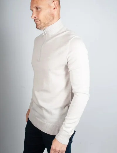 J.Lindeberg Kian Half Zip Knitted Sweater | Moonbeam