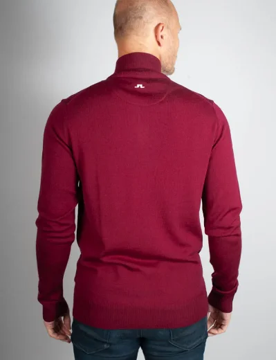 J.Lindeberg Kian Half Zip Knitted Sweater | Cabernet