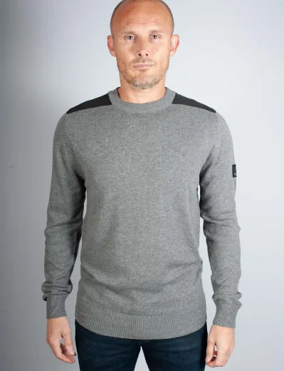 Luke EST 1977 Berwick Crew Neck Sweater | Mid Marl Grey