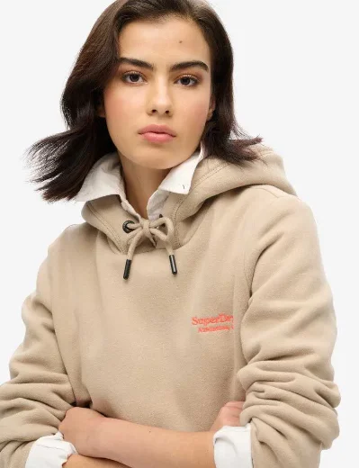 Superdry Womens Essential Logo Hoodie / Stone