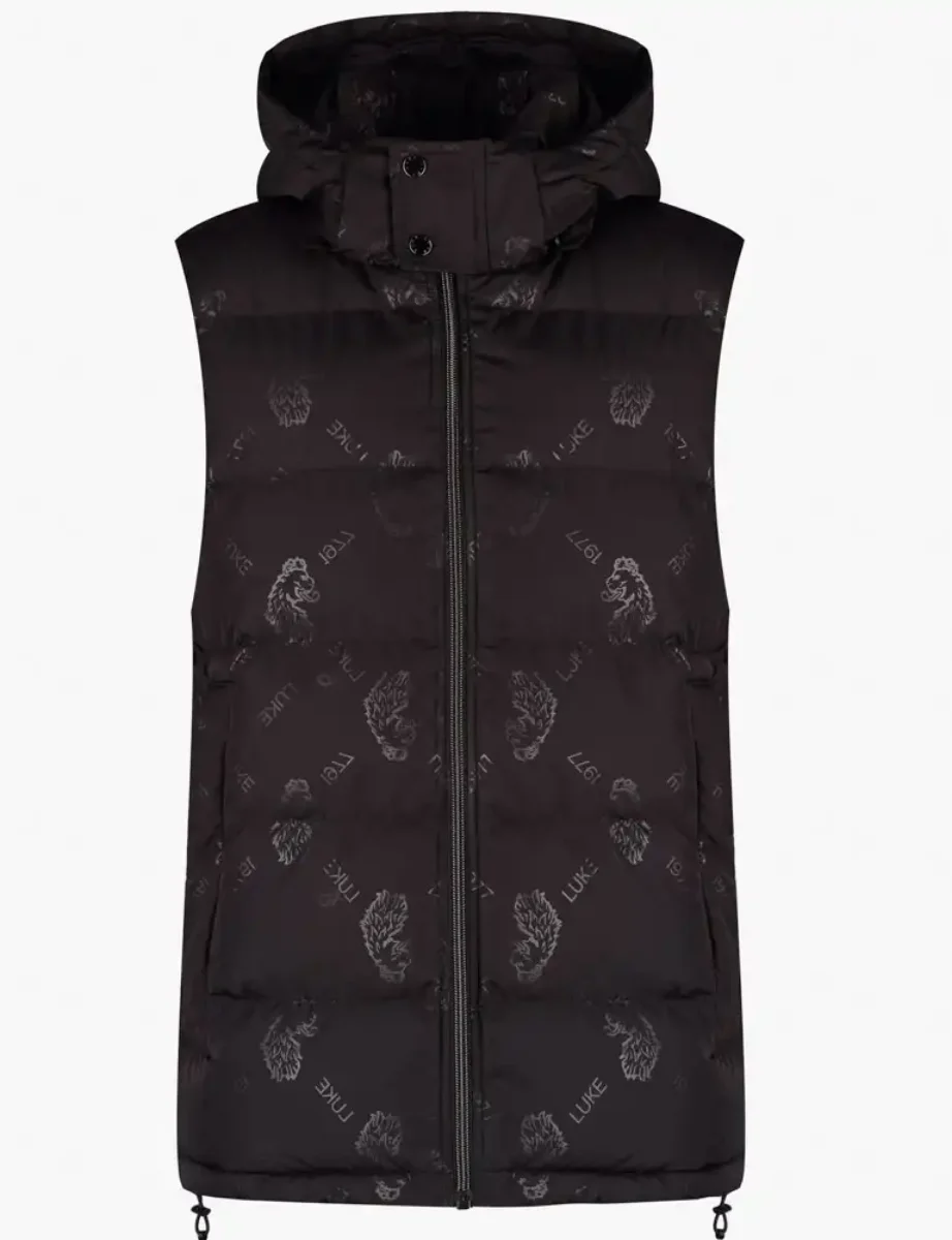 Luke Est 1977 Eagrit Hooded Padded Gilet | Black