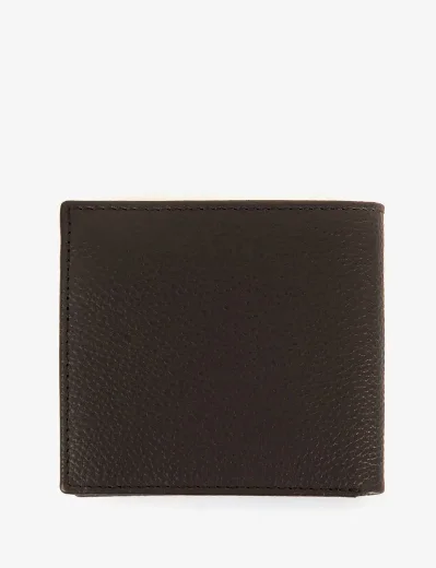 Barbour Logo Leather Billfold Wallet | Black