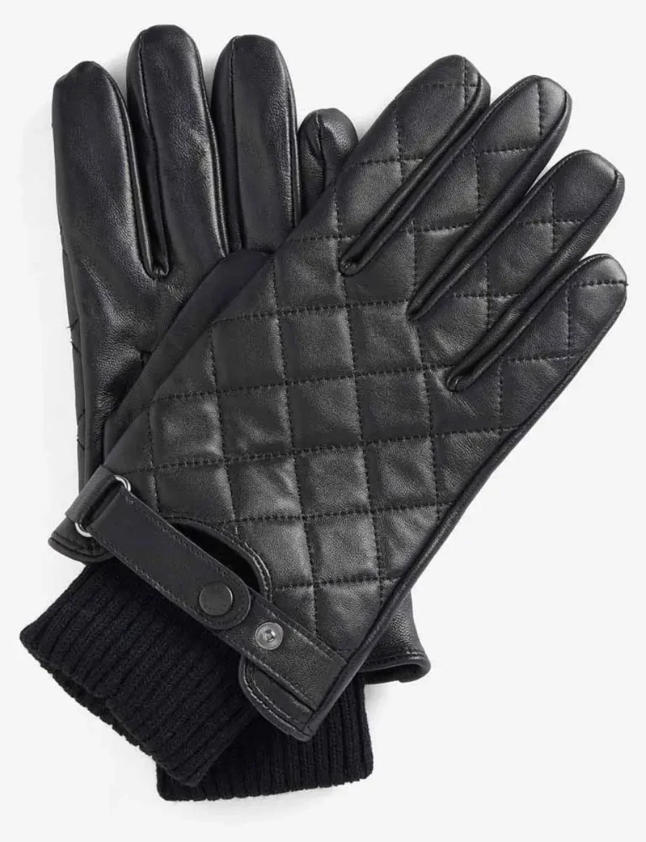 Barbour Quilted Leather Glove | Black