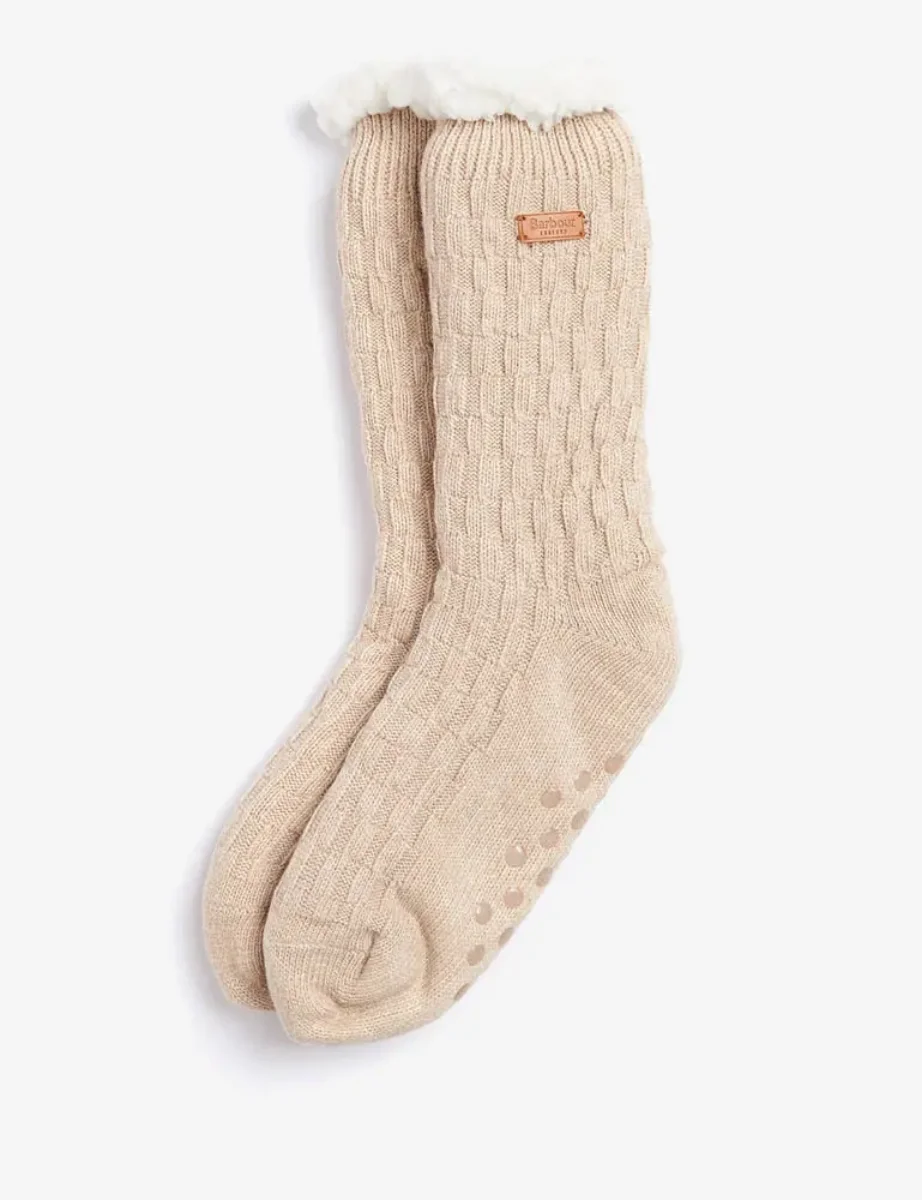 Barbour Women's Cable Knit Lounge Socks | Oatmeal