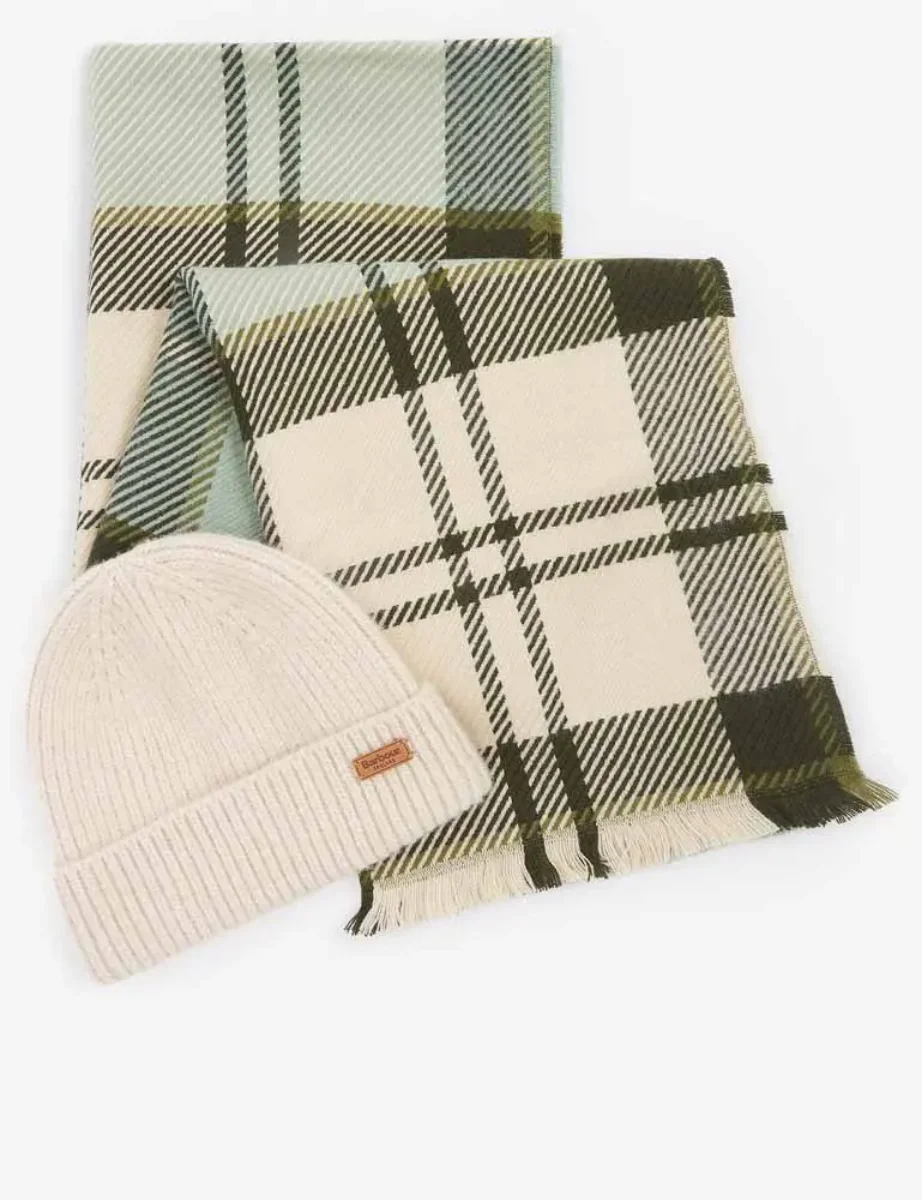 Barbour Women's Pendle Beanie & Blair Scarf Gift Set | Mint