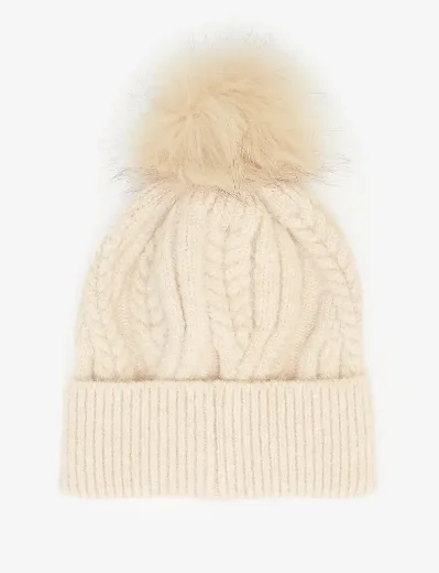 Barbour Women's Elsdon Cable Knit Beanie | Eggshell