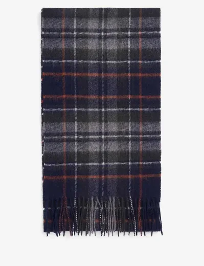 Barbour New Check Tartan Scarf | Navy/Dark Ginger