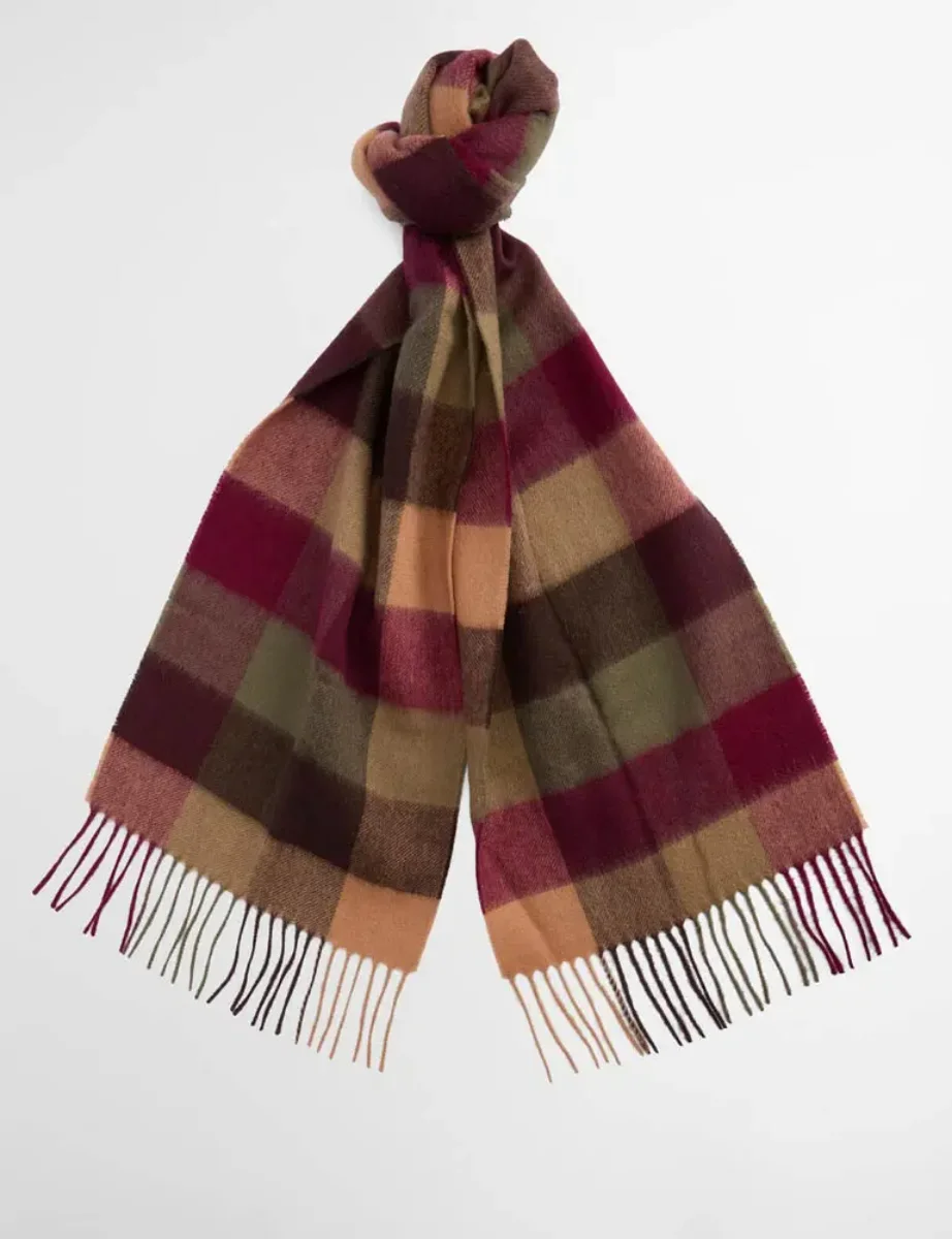 Barbour Lambswool Tattersall Scarf | Tawny Port