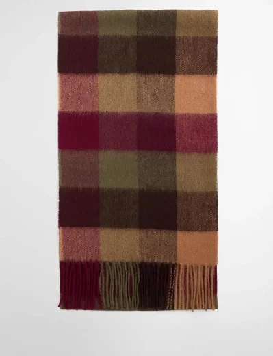 Barbour Lambswool Tattersall Scarf | Tawny Port