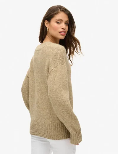 Superdry Women's Essential V Neck Jumper / Fudge Brown